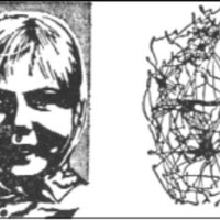 Fig. 1. (omada de Luria20). Muestra a la izquierda un retrato, y a la derecha, los movimientos oculares realizados para explorarlo. El resultado perceptivo es una sola imagen del objeto, síntesis de los múltiples puntos de vista registrados.
